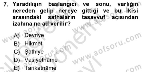 Türk Halk Şiiri Dersi 2025 - 2026 Yılı (Final) Dönem Sonu Sınav Soruları 7. Soru