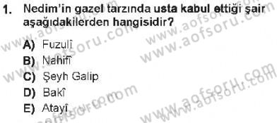 XVIII. Yüzyıl Türk Edebiyatı Dersi 2012 - 2013 Yılı Tek Ders Sınav Soruları 1. Soru