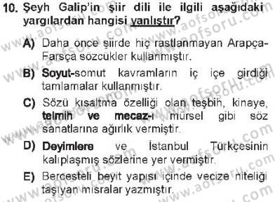 XVIII. Yüzyıl Türk Edebiyatı Dersi 2012 - 2013 Yılı Tek Ders Sınav Soruları 10. Soru