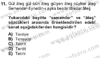 XVIII. Yüzyıl Türk Edebiyatı Dersi 2012 - 2013 Yılı Tek Ders Sınav Soruları 11. Soru