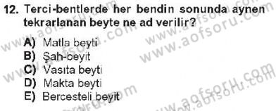 XVIII. Yüzyıl Türk Edebiyatı Dersi 2012 - 2013 Yılı Tek Ders Sınav Soruları 12. Soru