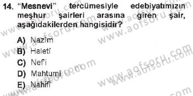 XVIII. Yüzyıl Türk Edebiyatı Dersi 2012 - 2013 Yılı Tek Ders Sınav Soruları 14. Soru