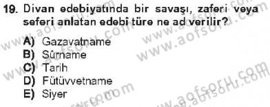 XVIII. Yüzyıl Türk Edebiyatı Dersi 2012 - 2013 Yılı Tek Ders Sınav Soruları 19. Soru