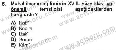 XVIII. Yüzyıl Türk Edebiyatı Dersi 2012 - 2013 Yılı Tek Ders Sınav Soruları 5. Soru