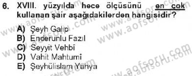 XVIII. Yüzyıl Türk Edebiyatı Dersi 2012 - 2013 Yılı Tek Ders Sınav Soruları 6. Soru