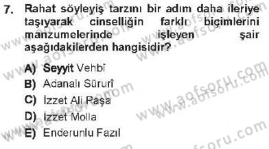 XVIII. Yüzyıl Türk Edebiyatı Dersi 2012 - 2013 Yılı Tek Ders Sınav Soruları 7. Soru