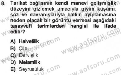 XVIII. Yüzyıl Türk Edebiyatı Dersi 2012 - 2013 Yılı Tek Ders Sınav Soruları 8. Soru