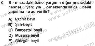 XVIII. Yüzyıl Türk Edebiyatı Dersi 2012 - 2013 Yılı Tek Ders Sınav Soruları 9. Soru