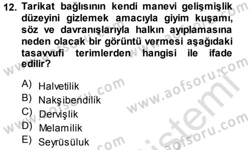 XVIII. Yüzyıl Türk Edebiyatı Dersi 2013 - 2014 Yılı Tek Ders Sınav Soruları 12. Soru