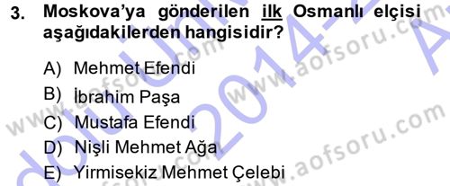 XVIII. Yüzyıl Türk Edebiyatı Dersi 2014 - 2015 Yılı (Vize) Ara Sınav Soruları 3. Soru