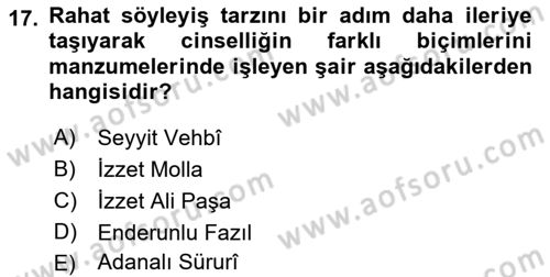 XVIII. Yüzyıl Türk Edebiyatı Dersi 2018 - 2019 Yılı Yaz Okulu Sınav Soruları 17. Soru
