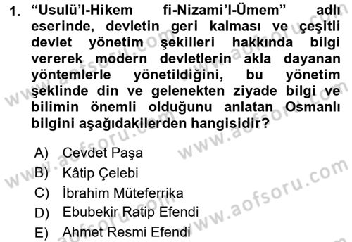 XVIII. Yüzyıl Türk Edebiyatı Dersi 2019 - 2020 Yılı (Vize) Ara Sınav Soruları 1. Soru