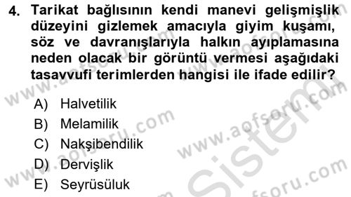 XVIII. Yüzyıl Türk Edebiyatı Dersi 2019 - 2020 Yılı (Vize) Ara Sınav Soruları 4. Soru