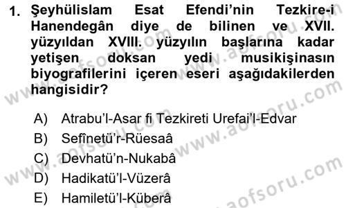 XVIII. Yüzyıl Türk Edebiyatı Dersi 2021 - 2022 Yılı (Final) Dönem Sonu Sınav Soruları 1. Soru