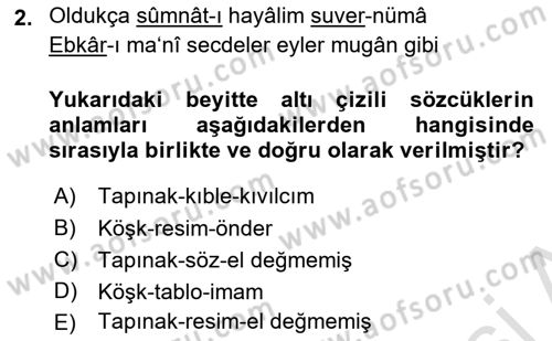 XVIII. Yüzyıl Türk Edebiyatı Dersi 2022 - 2023 Yılı (Vize) Ara Sınav Soruları 2. Soru