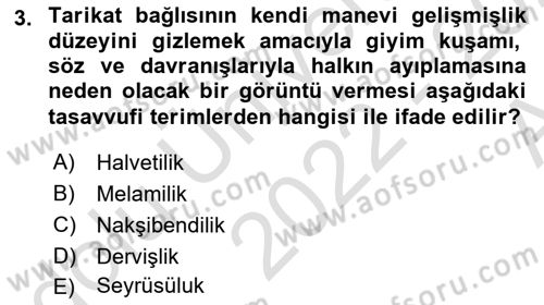 XVIII. Yüzyıl Türk Edebiyatı Dersi 2022 - 2023 Yılı (Vize) Ara Sınav Soruları 3. Soru