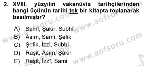 XVIII. Yüzyıl Türk Edebiyatı Dersi 2022 - 2023 Yılı (Final) Dönem Sonu Sınav Soruları 2. Soru