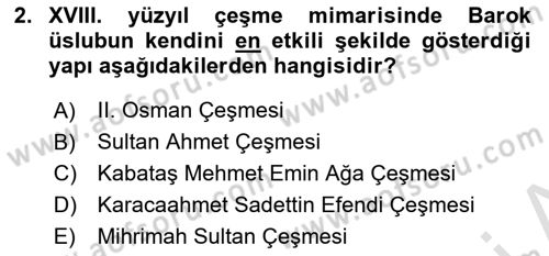 XVIII. Yüzyıl Türk Edebiyatı Dersi 2023 - 2024 Yılı (Final) Dönem Sonu Sınav Soruları 2. Soru