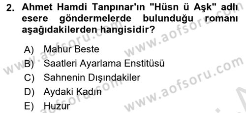 XVIII. Yüzyıl Türk Edebiyatı Dersi 2024 - 2025 Yılı (Vize) Ara Sınav Soruları 2. Soru