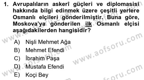 XVIII. Yüzyıl Türk Edebiyatı Dersi 2024 - 2025 Yılı (Final) Dönem Sonu Sınav Soruları 1. Soru
