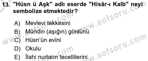 XVIII. Yüzyıl Türk Edebiyatı Dersi 2024 - 2025 Yılı Yaz Okulu Sınav Soruları 13. Soru