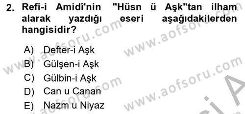 XVIII. Yüzyıl Türk Edebiyatı Dersi 2025 - 2026 Yılı (Vize) Ara Sınav Soruları 2. Soru