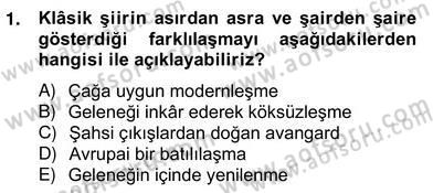 XIX. Yüzyıl Türk Edebiyatı Dersi 2012 - 2013 Yılı (Vize) Ara Sınav Soruları 1. Soru