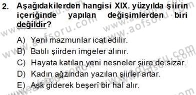 XIX. Yüzyıl Türk Edebiyatı Dersi 2013 - 2014 Yılı Tek Ders Sınav Soruları 2. Soru