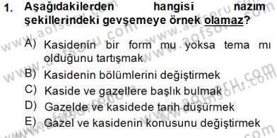 XIX. Yüzyıl Türk Edebiyatı Dersi 2014 - 2015 Yılı (Vize) Ara Sınav Soruları 1. Soru