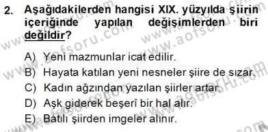XIX. Yüzyıl Türk Edebiyatı Dersi 2014 - 2015 Yılı (Vize) Ara Sınav Soruları 2. Soru