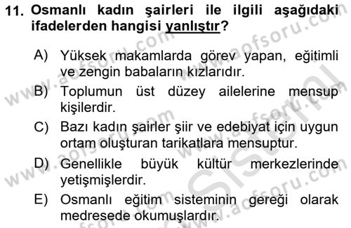 XIX. Yüzyıl Türk Edebiyatı Dersi 2018 - 2019 Yılı 3 Ders Sınav Soruları 11. Soru