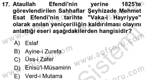 XIX. Yüzyıl Türk Edebiyatı Dersi 2021 - 2022 Yılı (Final) Dönem Sonu Sınav Soruları 17. Soru