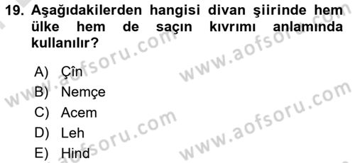 XIX. Yüzyıl Türk Edebiyatı Dersi 2021 - 2022 Yılı (Final) Dönem Sonu Sınav Soruları 19. Soru