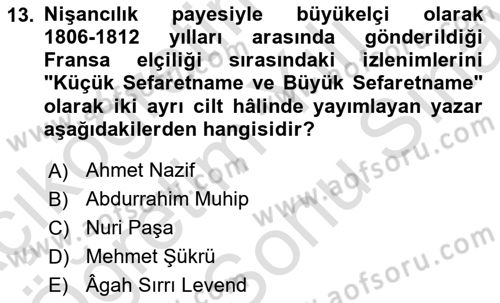 XIX. Yüzyıl Türk Edebiyatı Dersi 2023 - 2024 Yılı (Final) Dönem Sonu Sınav Soruları 13. Soru