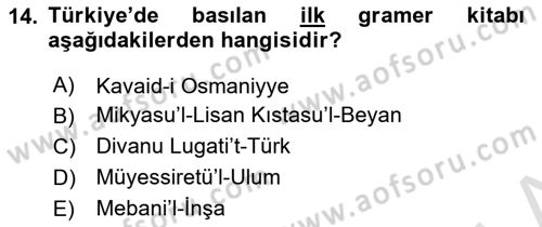 XIX. Yüzyıl Türk Edebiyatı Dersi 2024 - 2025 Yılı Yaz Okulu Sınav Soruları 14. Soru