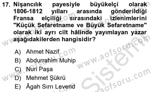XIX. Yüzyıl Türk Edebiyatı Dersi 2024 - 2025 Yılı Yaz Okulu Sınav Soruları 17. Soru