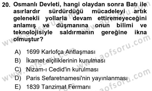 XIX. Yüzyıl Türk Edebiyatı Dersi 2024 - 2025 Yılı Yaz Okulu Sınav Soruları 20. Soru
