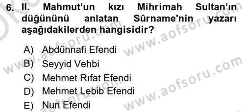 XIX. Yüzyıl Türk Edebiyatı Dersi 2024 - 2025 Yılı Yaz Okulu Sınav Soruları 6. Soru