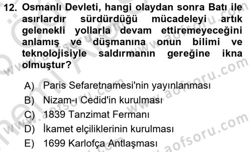 XIX. Yüzyıl Türk Edebiyatı Dersi 2025 - 2026 Yılı (Vize) Ara Sınav Soruları 12. Soru