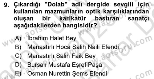XIX. Yüzyıl Türk Edebiyatı Dersi 2025 - 2026 Yılı (Vize) Ara Sınav Soruları 9. Soru