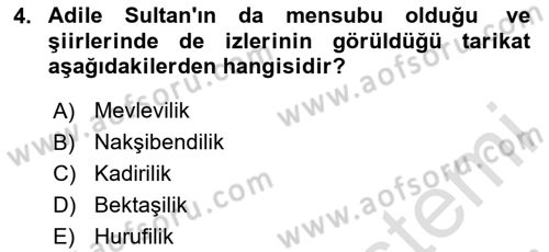 XIX. Yüzyıl Türk Edebiyatı Dersi 2025 - 2026 Yılı (Final) Dönem Sonu Sınav Soruları 4. Soru