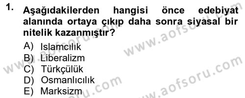 Cumhuriyet Dönemi Türk Şiiri Dersi Ara Sınavı Deneme Sınav Soruları 1. Soru