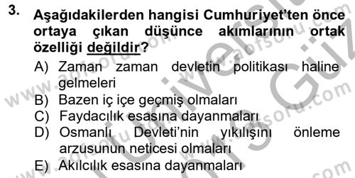 Cumhuriyet Dönemi Türk Şiiri Dersi Ara Sınavı Deneme Sınav Soruları 3. Soru