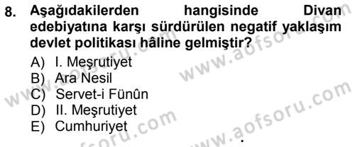 Cumhuriyet Dönemi Türk Şiiri Dersi 2012 - 2013 Yılı (Final) Dönem Sonu Sınav Soruları 8. Soru