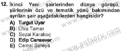 Cumhuriyet Dönemi Türk Şiiri Dersi 2012 - 2013 Yılı Tek Ders Sınav Soruları 12. Soru