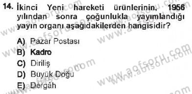 Cumhuriyet Dönemi Türk Şiiri Dersi 2012 - 2013 Yılı Tek Ders Sınav Soruları 14. Soru