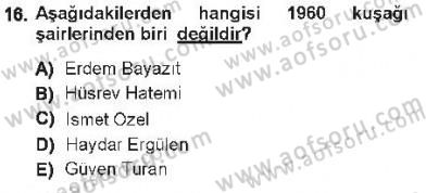Cumhuriyet Dönemi Türk Şiiri Dersi 2012 - 2013 Yılı Tek Ders Sınav Soruları 16. Soru