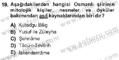 Cumhuriyet Dönemi Türk Şiiri Dersi 2012 - 2013 Yılı Tek Ders Sınav Soruları 19. Soru