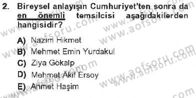 Cumhuriyet Dönemi Türk Şiiri Dersi 2012 - 2013 Yılı Tek Ders Sınav Soruları 2. Soru