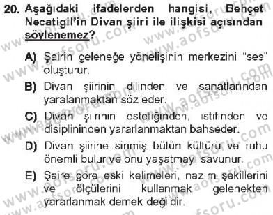 Cumhuriyet Dönemi Türk Şiiri Dersi 2012 - 2013 Yılı Tek Ders Sınav Soruları 20. Soru